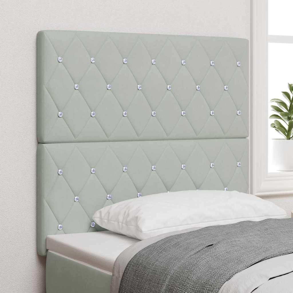 LED Headboard with LED Strip Lights Light grey 90 cm Velvet